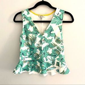 Zara Scuba Tropical Peplum Tank, Medium